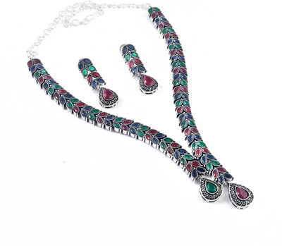 Tanusha Jewels Brass Black Silver Multicolor Jewellery Set(Pack of 1)