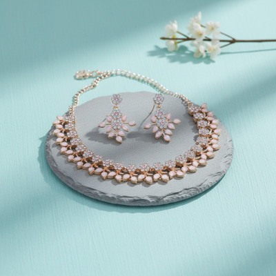 vrindora Alloy Brass Pink, Gold Jewellery Set(Pack of 1)