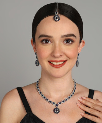 Laali Alloy Silver White, Blue Jewellery Set(Pack of 3)