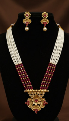 Aayra collection Brass, Copper Gold-plated Gold, Multicolor, White Jewellery Set(Pack of 1)