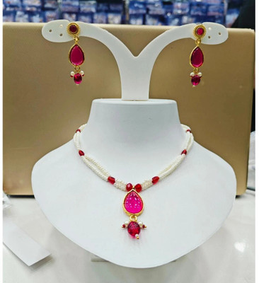 MK Gallery Alloy Pink Jewellery Set(Pack of 1)