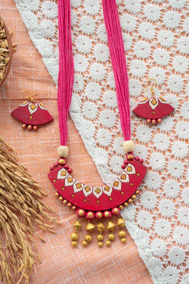SHILPOGRAM Terracotta Ruby Red Jewellery Set(Pack of 1)
