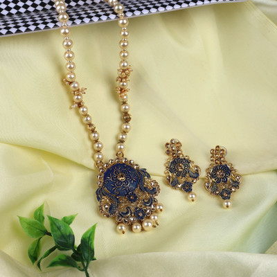 BHANA STYLE Brass Gold-plated Blue Jewellery Set(Pack of 3)
