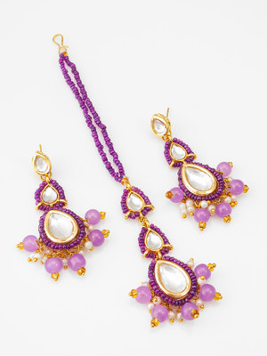 AADITA Brass Gold-plated Purple Jewellery Set(Pack of 2)