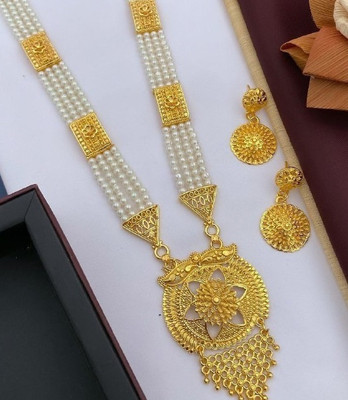 Krishna Enterprise Alloy Gold-plated White Jewellery Set(Pack of 1)