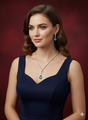 Yapusa Fashion Hub Alloy Silver Blue Jewellery Set(Pack of 3)