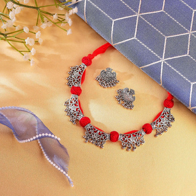 BengCraft Oxidised Silver Red, Silver Jewellery Set(Pack of 1)