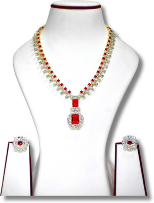 TWOLOVER Alloy Rhodium Red Jewellery Set(Pack of 1)