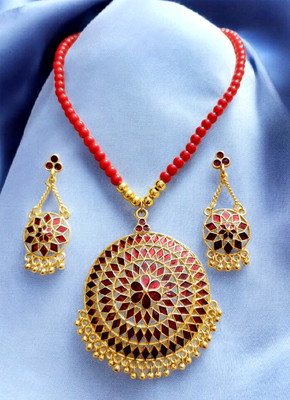 balaji gold Copper Gold-plated Red Jewellery Set(Pack of 1)