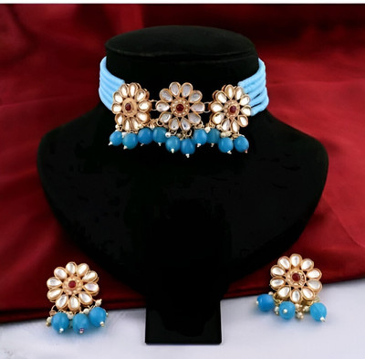 ARADHEMA Alloy Gold-plated Beige Jewellery Set(Pack of 3)