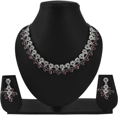 R A Enterprises Alloy Maroon Jewellery Set(Pack of 1)
