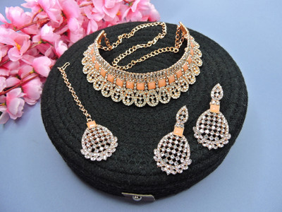 VATSALYA creation Alloy Gold-plated Beige Jewellery Set(Pack of 1)