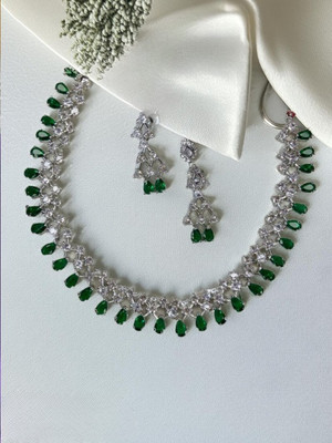 Paaru Sterling Silver Sterling Silver Green Jewellery Set(Pack of 1)