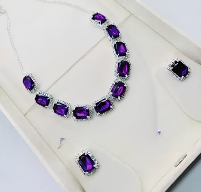 ASCEND Alloy Silver Purple Jewellery Set(Pack of 1)