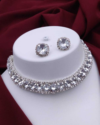 ShringarHouse Stone, Alloy Sterling Silver, Silver Silver, White Jewellery Set(Pack of 1)