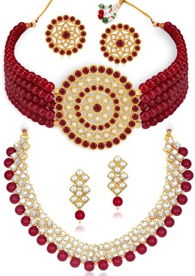 Sukkhi Alloy Gold-plated Red Jewellery Set(Pack of 2)