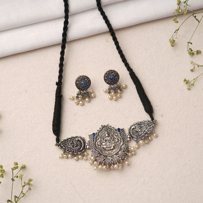 Sanseeta Brass Silver Blue Jewellery Set(Pack of 1)