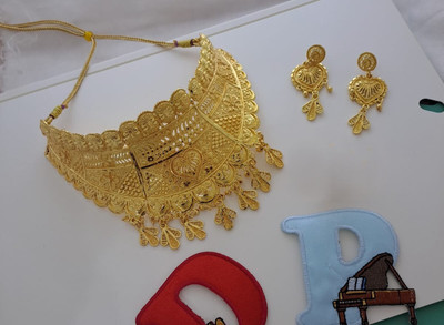 LJJEWELLER Alloy Gold-plated Gold, White, Red Jewellery Set(Pack of 1)