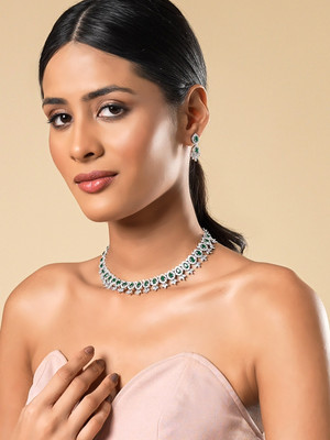 YELLOW CHIMES Copper Rhodium Green Jewellery Set(Pack of 1)