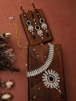 JEWELS GURU Alloy Gold-plated Black Jewellery Set(Pack of 1)