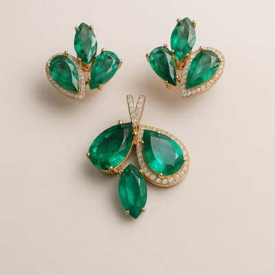 Luxerra Sterling Silver Sterling Silver Green Jewellery Set(Pack of 1)