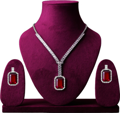 Mast Mola Alloy Rhodium Silver, Red Jewellery Set(Pack of 1)