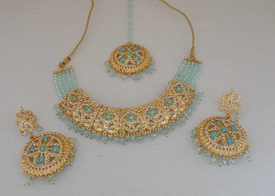 Marsify World Brass, Alloy Sterling Silver Gold, Blue Jewellery Set(Pack of 1)