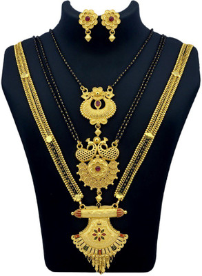 JRD GLOBAL Brass Gold-plated Multicolor, Gold Jewellery Set(Pack of 4)