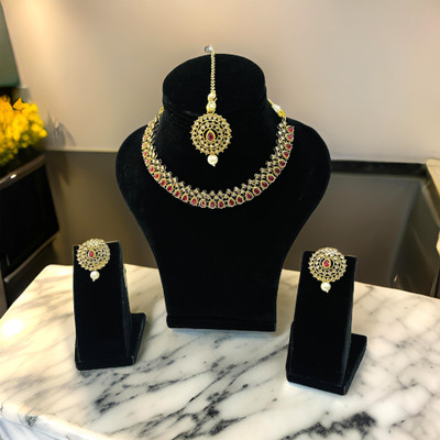 J D Jewellers Alloy Gold Jewellery Set(Pack of 1)