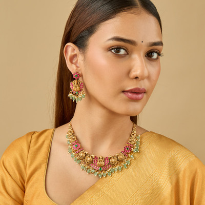 Kushal's Fashion Jewellery Copper Gold-plated Multicolor Jewellery Set(Pack of 3)
