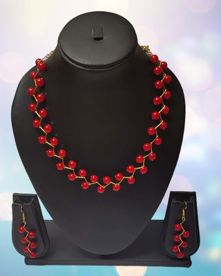 PRAGATI Alloy Red Jewellery Set(Pack of 3)