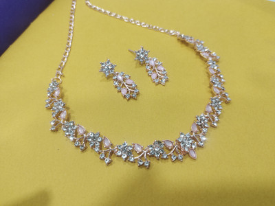 R A Enterprises Alloy Gold-plated Pink Jewellery Set(Pack of 3)