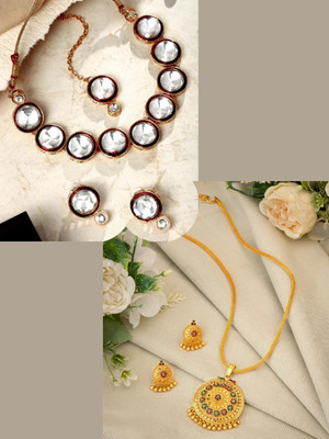 ASMITTA Jewellery Alloy Gold-plated Gold, Red Jewellery Set(Pack of 2)