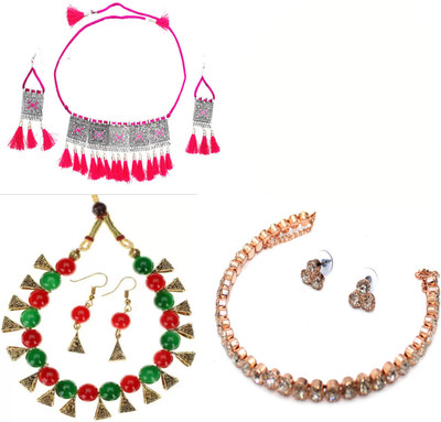 BELLACRAZE Alloy Silver Multicolor Jewellery Set(Pack of 3)