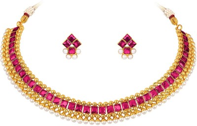 JFL Jewellery for Less Copper Gold-plated Pink Jewellery Set(Pack of 1)