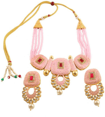 Anamya Collections Alloy Pink Jewellery Set(Pack of 1)