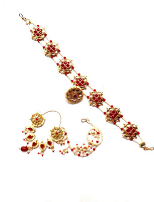 NIKYANKA Alloy Gold-plated Red Jewellery Set(Pack of 1)