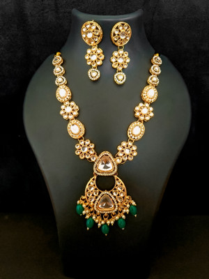 Pranav art Alloy Gold-plated Green Jewellery Set(Pack of 1)