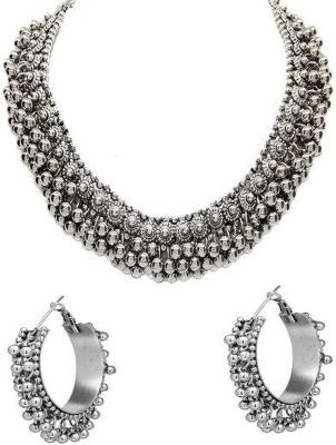 HELLAFASHION Oxidised Silver, Alloy Silver Silver Jewellery Set(Pack of 1)