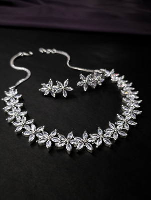 ORUKA Brass, Crystal, Alloy Silver, Rhodium Silver, White Jewellery Set(Pack of 3)