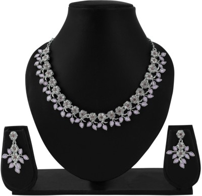 Rukma Alloy Rhodium Purple Jewellery Set(Pack of 1)