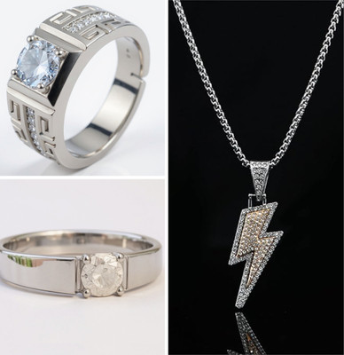 KURMASHOP Stainless Steel Sterling Silver Silver, White, Gold Jewellery Set(Pack of 3)