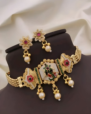 PARMESHWAR IMITATION Brass Gold-plated Multicolor Jewellery Set(Pack of 1)