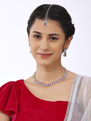 VATSALYA creation Alloy Gold-plated Ruby Red Jewellery Set(Pack of 1)