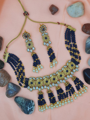 aarnaa Zinc Gold-plated Blue Jewellery Set(Pack of 1)
