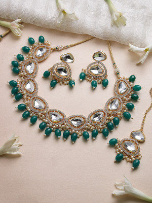 Sukkhi Alloy Gold-plated Green Jewellery Set(Pack of 4)