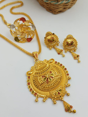 bajarang fashion Brass Gold-plated Multicolor Jewellery Set(Pack of 1)