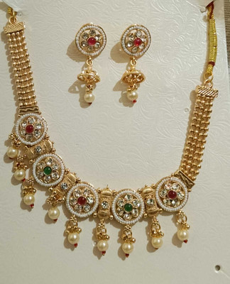 MistiJivi Brass Gold-plated Gold Jewellery Set(Pack of 1)