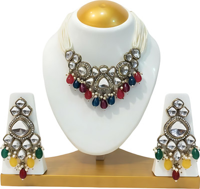 Amira Fashion Brass White Jewellery Set(Pack of 1)