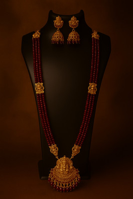 Umashankar Fashions Brass Brass Maroon Jewellery Set(Pack of 1)